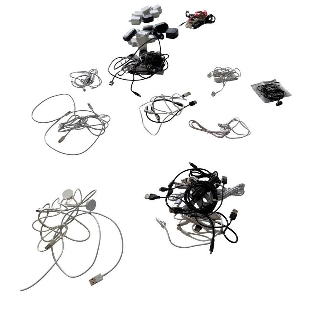 Mixed Lot Of USB Chargers Cables & Adapters For Electronics - Various Sizes & Br